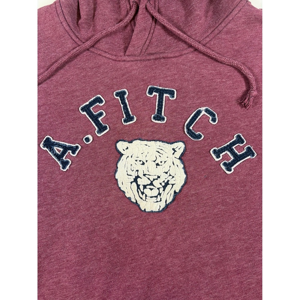 Y2K Abercrombie & Fitch Men Hoodie Burgundy Heather Tiger Graphic  Medium - Picture 2 of 8